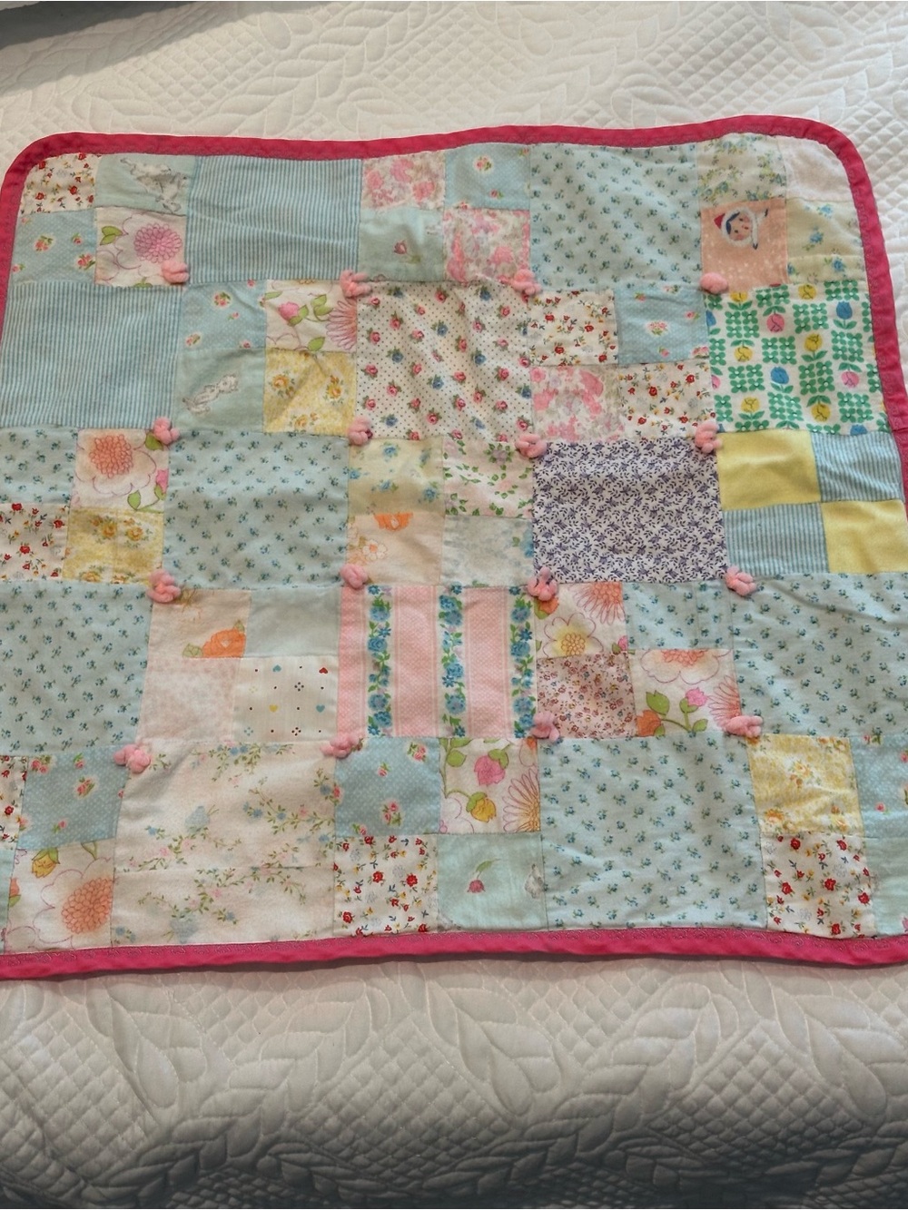 Vintage Handmade Patchwork and Ducks Baby Blanket